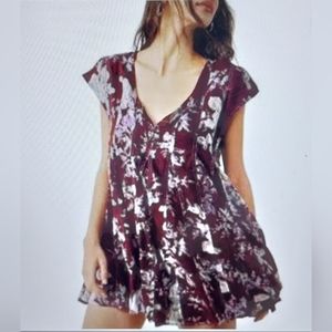 NWT - Free People Dress - Sully Dress in Raisin Combo - Size S